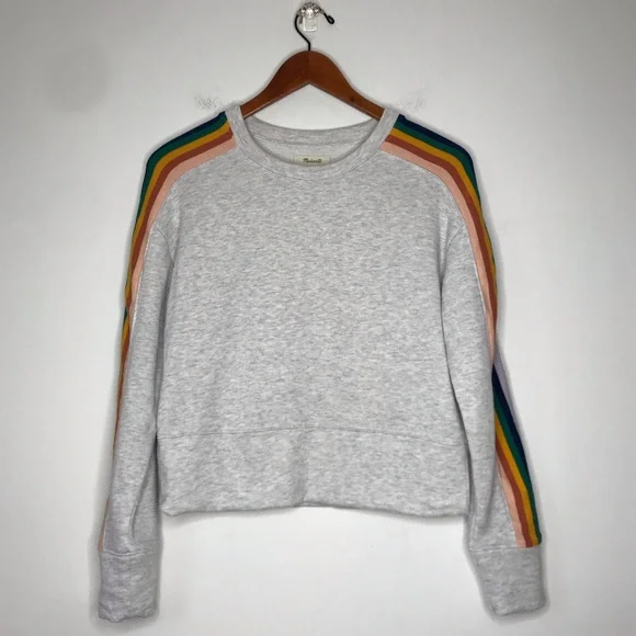 Madewell Rainbow-Inset Crop Sweatshirt Size Small - Picture 3 of 9
